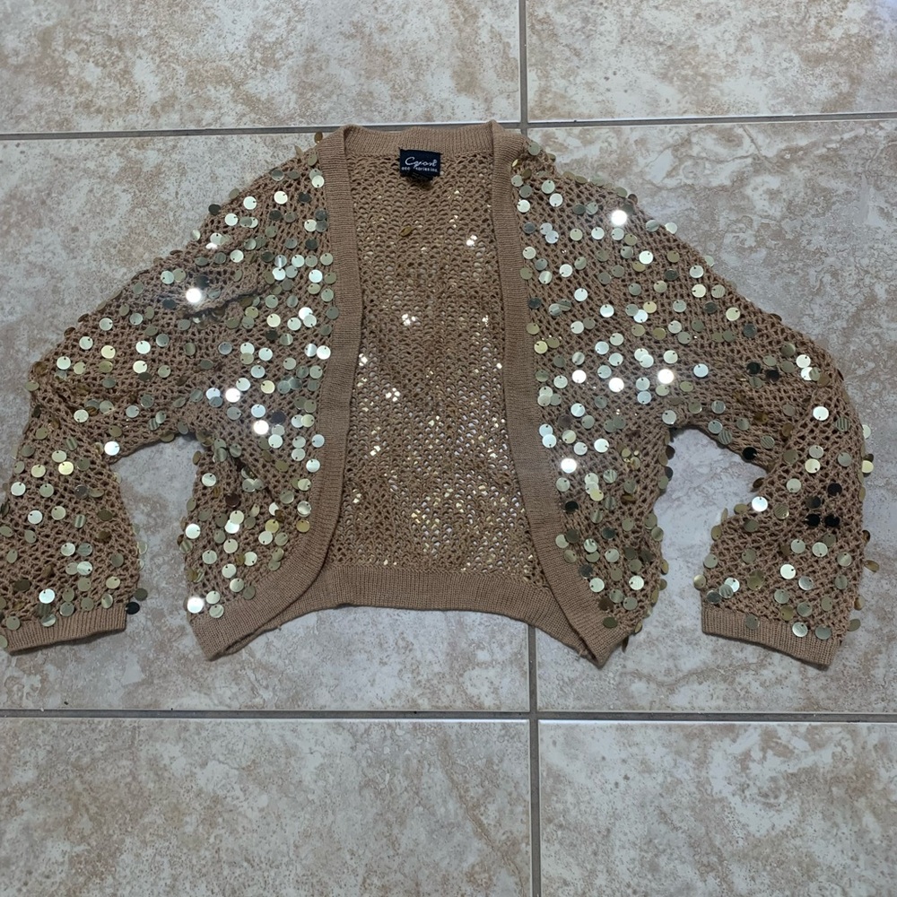 Cejon Tan Sequin Cardigan